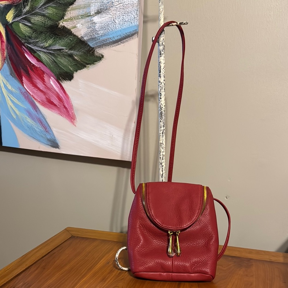 Elegant Red Leather Backpack